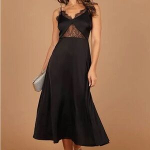 Petal & Pup Black Lace Midi Dress